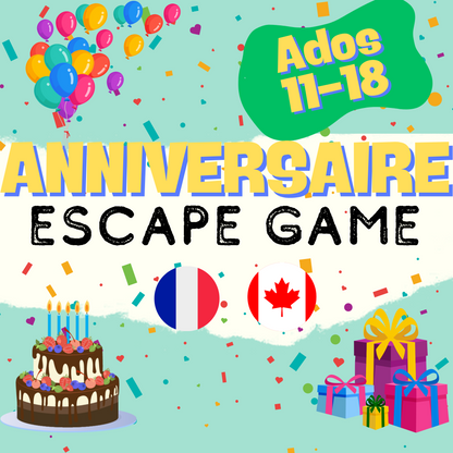 Anniversaire Escape Game 11 à 18 ans | LA VERSION FRANÇAISE | Jeux Anniversaire | Escape Game Enfant | Activité à Imprimer | Escape Game Français | Fête Anniversaire