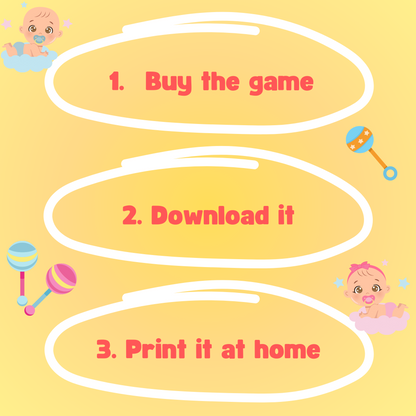 Baby Shower Escape Room | Downloadable Print-At-Home Party Game | English Version