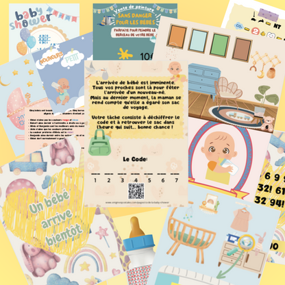 Baby Shower Escape Game | Download and Print-At-Home Escape Room | French version