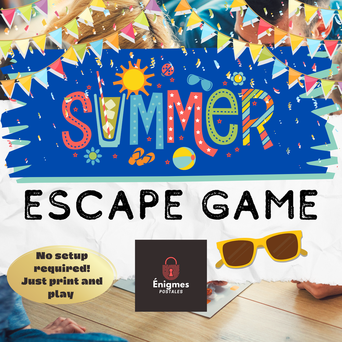 Jeux d'été | Kit d'escape room pour les vacances d'été | LA VERSION ANGLAISE | Jeu de fête à imprimer | Jeux de fête d'anniversaire | Puzzles pour enfants | Soirée de jeux en famille