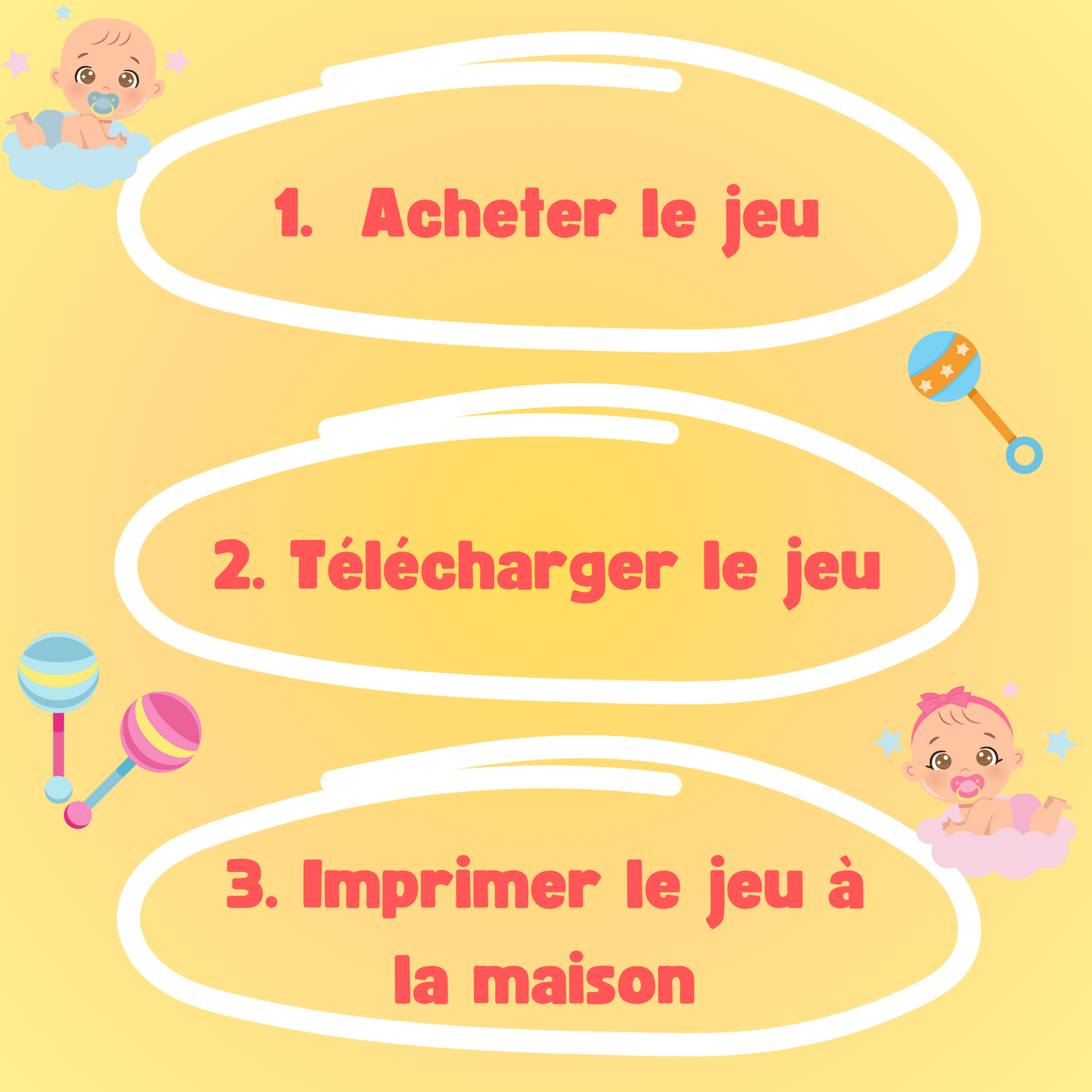 Baby Shower Escape Game | Download and Print-At-Home Escape Room | French version