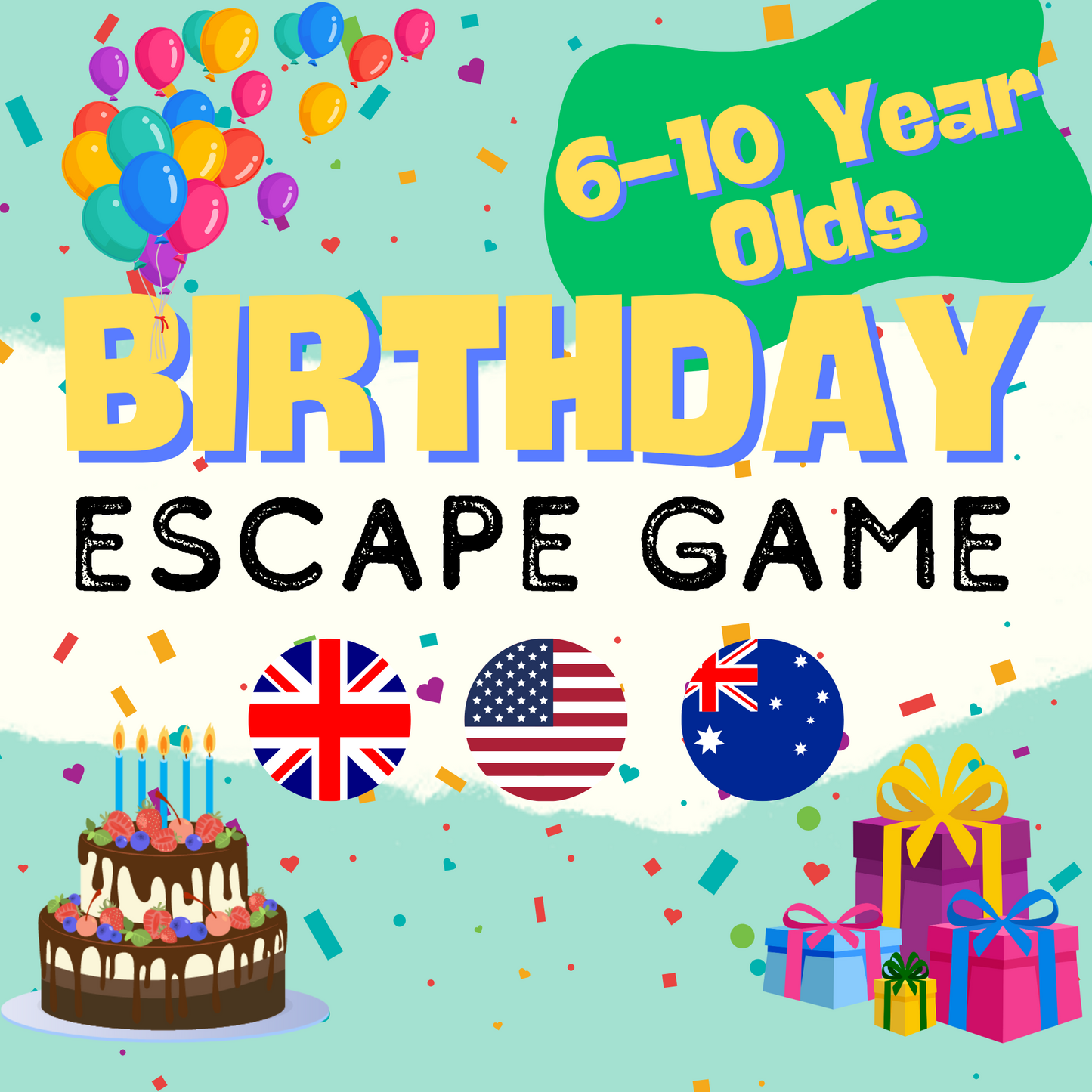 Birthday Escape Room Kids 6-10 year-olds | ENGLISH VERSION | Escape Room Birthday Party | Escape Room for Kids | Escape Room Kit Printable | Games for Kids