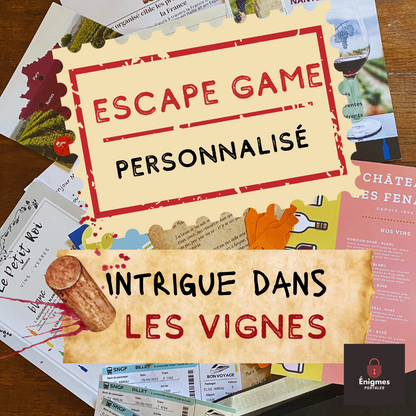 Intrigue dans les Vignes | Escape game postal PERSONNALISÉ ! | La version française