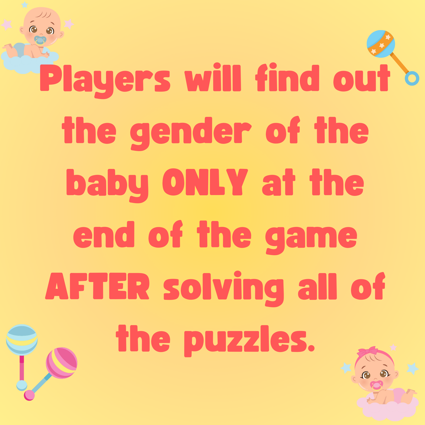 GENDER REVEAL - Girl | English Version | Baby Shower Escape Room | party kit diy printable games PDF print at home game group escape room groups funny games