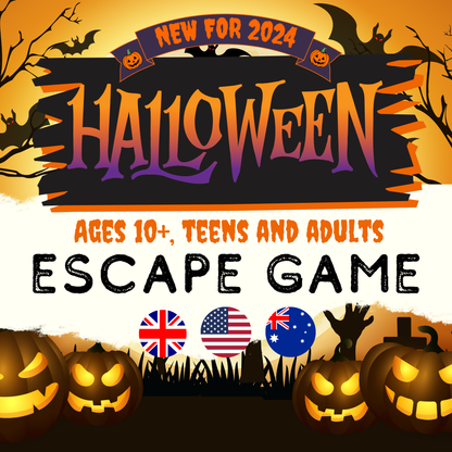 Halloween Escape Game | LA VERSION ANGLAISE | Jeux d'Halloween | Jeu d'Halloween pour enfants, adolescents, préadolescents et adultes | Jeux d’Halloween imprimables | Activités d'Halloween