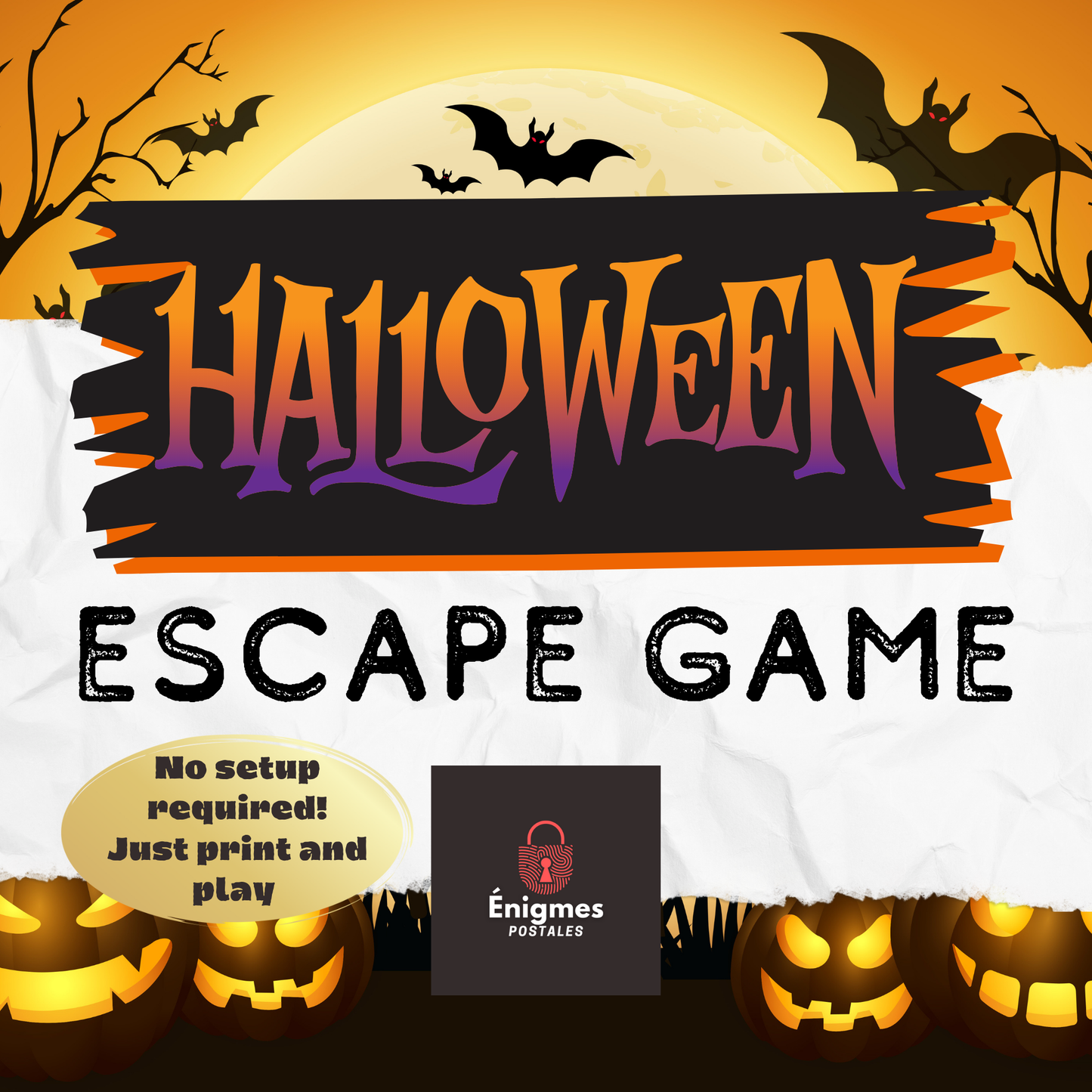 Halloween Escape Game | LA VERSION ANGLAISE | Jeux d'Halloween | Jeu d'Halloween pour enfants, adolescents, préadolescents et adultes | Jeux d’Halloween imprimables | Activités d'Halloween