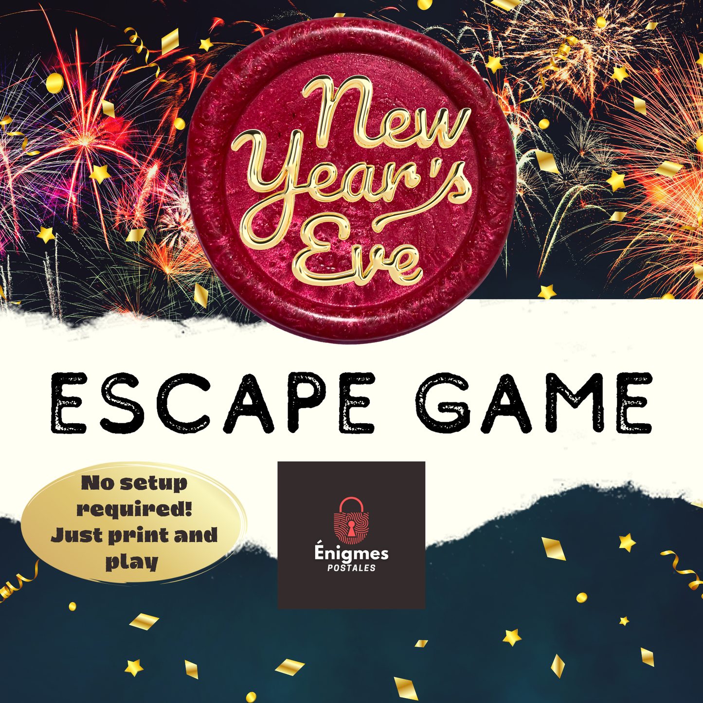 Escape Room du Nouvel An pour enfants, adolescents et adultes | LA VERSION ANGLAISE | Jeux du Nouvel An | Activités de Noël | Jeu de fête du Nouvel An | Nouvel An 2025 | Cadeau du Nouvel An