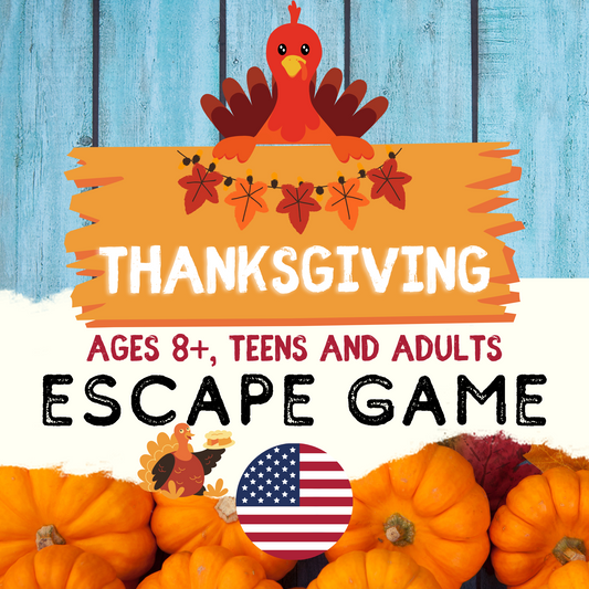 Thanksgiving escape game printable for families and kids to enjoy together