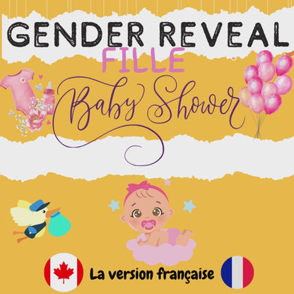 Jeu GENDER REVEAL - FILLE | Baby Shower / Fête Prénatale Escape Room Version Française | Jeux Baby Shower à imprimer | Baby Shower en français